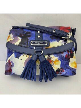 Sharif 1827 Floral Crossbody Bag With Tassels & Adjustable Strap - Genuine Leath